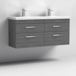 1200mm Wall Hung Cabinet With Double Ceramic Basin - Image 3