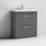 800mm Gloss White Floor Standing 2 Drawer Vanity Unit With Thin-Edge 1 Tap Hole Basin - Image 3