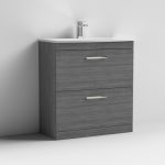 800mm Gloss White Floor Standing 2 Drawer Vanity Unit With Basin - Image 3