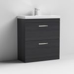 800mm Gloss White Floor Standing 2 Drawer Vanity Unit With Thin-Edge 1 Tap Hole Basin - Image 4