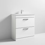 800mm Gloss White Floor Standing 2 Drawer Vanity Unit With Thin-Edge 1 Tap Hole Basin