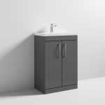 Floor Standing 2 Door Vanity With Mid-Edge 1 Tap Hole Basin 600mm - Image 2