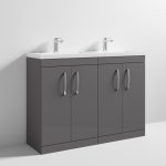1200mm Floor Standing 4 Door Vanity Unit With Double Ceramic Basin - Image 2