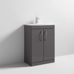 Floor Standing 2 Door Vanity With Curved 1 Tap Hole Basin 600mm - Image 2