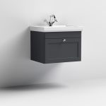 600mm Wall Hung 1-Drawer Vanity & Basin 1TH - Image 3