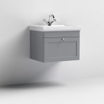 600mm Wall Hung 1-Drawer Vanity & Basin 1TH - Image 2