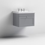 600mm Wall Hung 1-Drawer Vanity & Basin 3TH - Image 2