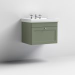 600mm Wall Hung 1-Drawer Vanity & Basin 3TH - Image 4