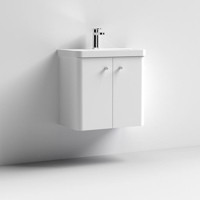 COR105-nuie-web.jpg 600mm Wall Hung 2-Door Vanity & Basin - Image 1