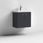 600mm Wall Hung 2-Door Vanity & Basin - Image 2