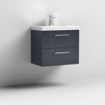 600mm Wall Hung 2 Drawer Vanity Mid-Edge Basin - Image 3