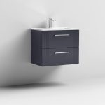 600mm Wall Hung 2 Drawer Vanity Minimalist Basin - Image 3