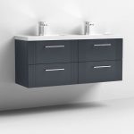 1200mm Wall Hung 4 Drawer Vanity Twin Polymarble Basin - Image 3