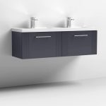1200mm Wall Hung 2 Drawer Vanity With Twin Polymarble Basin - Image 3