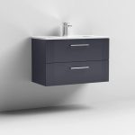 800mm Wall Hung 2 Drawer Vanity Minimalist Basin - Image 3