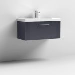 800mm Wall Hung Single Drawer Vanity Thin-Edge Basin - Image 3