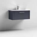 800mm Wall Hung Single Drawer Vanity Curved Basin - Image 3