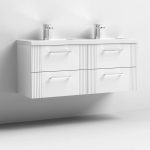 1200mm Wall Hung 4 Drawer Vanity Twin Polymarble Basin