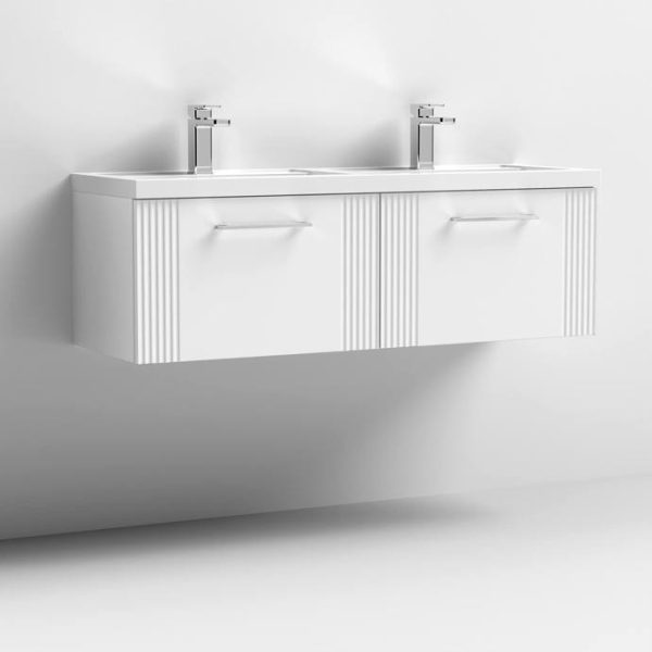 1200mm Wall Hung 2 Drawer Vanity With Twin Polymarble Basin