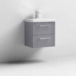 500mm Wall Hung 2 Drawer Vanity With  Mid-Edge Basin - Image 2