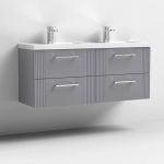 1200mm Wall Hung 4 Drawer Vanity Twin Polymarble Basin - Image 2