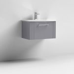 600mm Wall Hung Single Drawer Vanity Curved Basin - Image 2