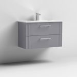 800mm Wall Hung 2 Drawer Vanity Minimalist Basin - Image 2