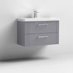 800mm Wall Hung 2 Drawer Vanity Thin-Edge Basin - Image 2