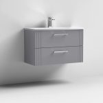 800mm Wall Hung 2 Drawer Vanity Curved Basin - Image 2