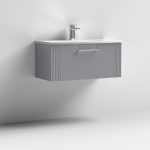 800mm Wall Hung Single Drawer Vanity Curved Basin - Image 2