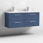 1200mm Wall Hung 4 Drawer Vanity Twin Polymarble Basin - Image 4