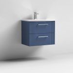 600mm Wall Hung 2 Drawer Vanity Curved Basin - Image 4
