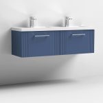1200mm Wall Hung 2 Drawer Vanity With Twin Polymarble Basin - Image 4
