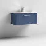 800mm Wall Hung Single Drawer Vanity Curved Basin - Image 4