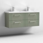 1200mm Wall Hung 4 Drawer Vanity Twin Polymarble Basin - Image 5