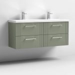 1200mm Wall Hung 4 Drawer Vanity Twin Ceramic Basin - Image 5