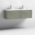 1200mm Wall Hung 2 Drawer Vanity With Twin Polymarble Basin - Image 5