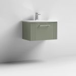 600mm Wall Hung Single Drawer Vanity Curved Basin - Image 5