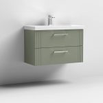 800mm Wall Hung 2 Drawer Vanity Mid-Edge Basin - Image 5