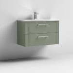 800mm Wall Hung 2 Drawer Vanity Curved Basin - Image 5