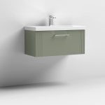 800mm Wall Hung Single Drawer Vanity Mid-Edge Basin - Image 5