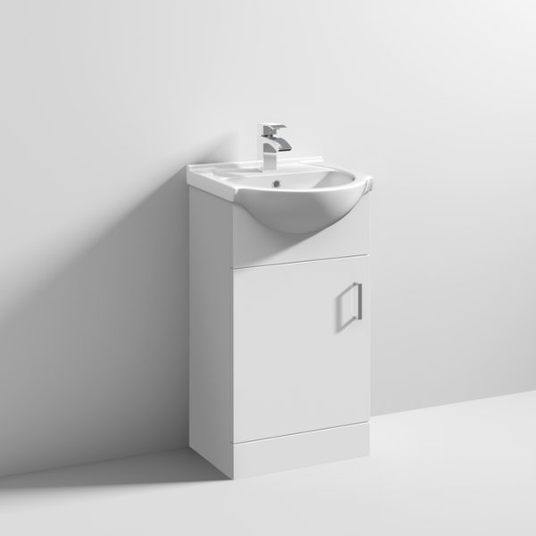 450Mm Floor Standing Unit White With Round Basin