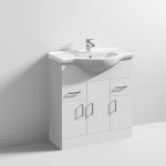 750Mm Floor Standing Unit White  Round Basin