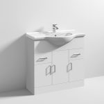 850Mm Floor Standing Unit White  Round Basin