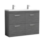 Floor Standing 2 Drawer Vanity Unit 1200mm - No Worktop and Basin - Image 3