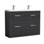 Floor Standing 2 Drawer Vanity Unit 1200mm - No Worktop and Basin - Image 4