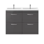 Floor Standing 2 Drawer Vanity Unit 1200mm - No Worktop and Basin - Image 2