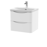 600mm Wall Hung 2 Drawer Vanity & Thin Edge Ceramic Basin