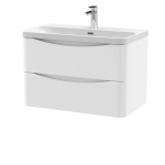 800mm Wall Hung 2 Drawer Vanity & Thin Edge Ceramic Basin