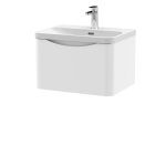 600mm Wall Hung 1 Drawer Vanity & Thin Edge Ceramic Basin